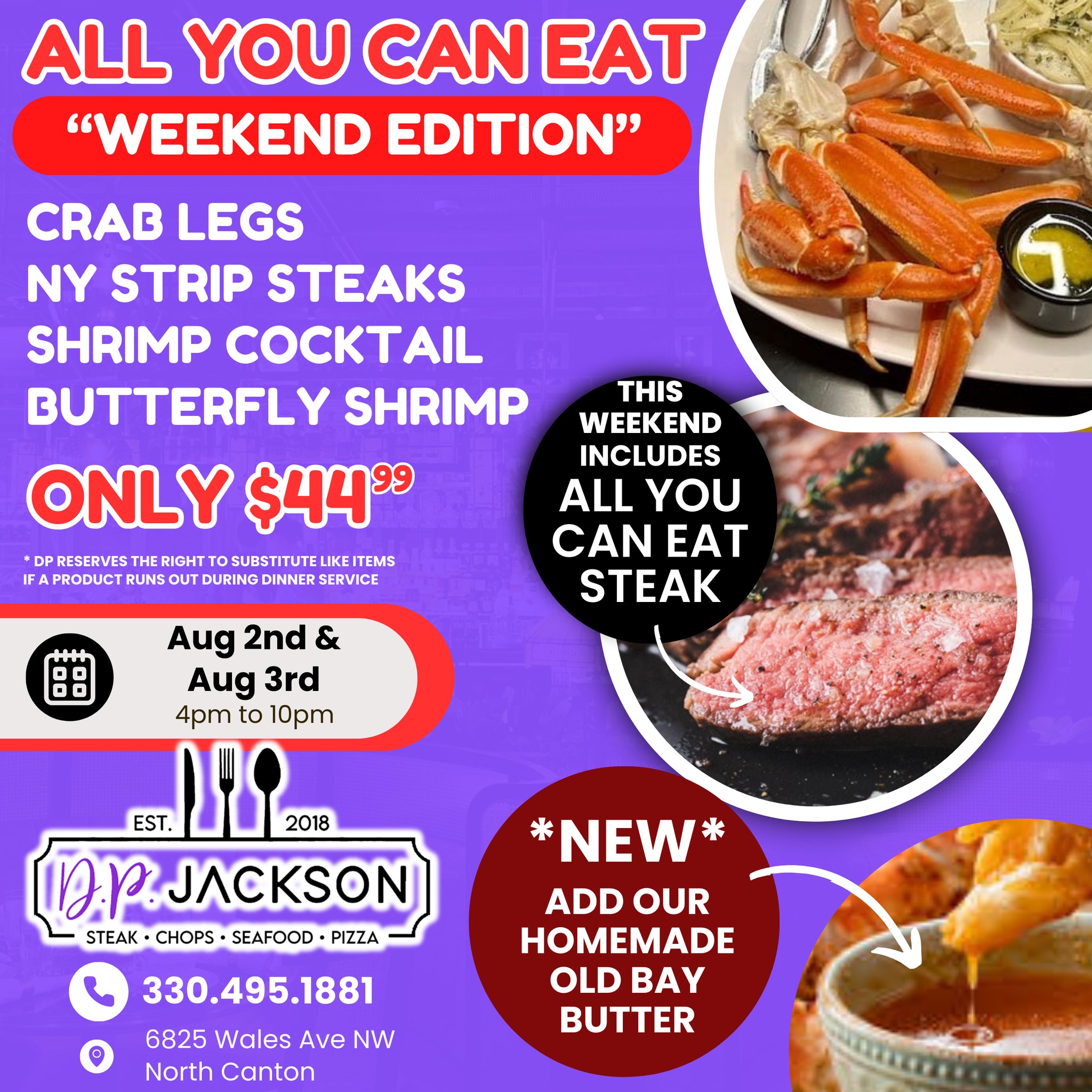 All you can eat seafood and steak at D.P. Jackson