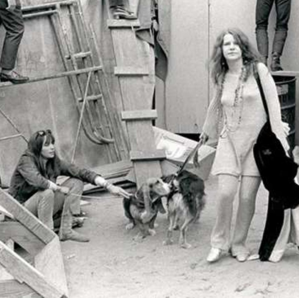 Classic - Janis Joplin backstage with her dog at the Monterey Pop ...