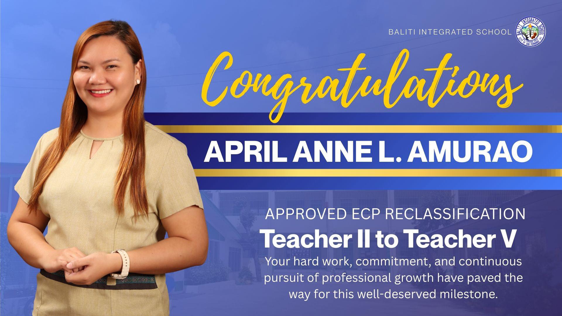 Congratulations to one of... - Baliti Integrated School-CSFP | Facebook