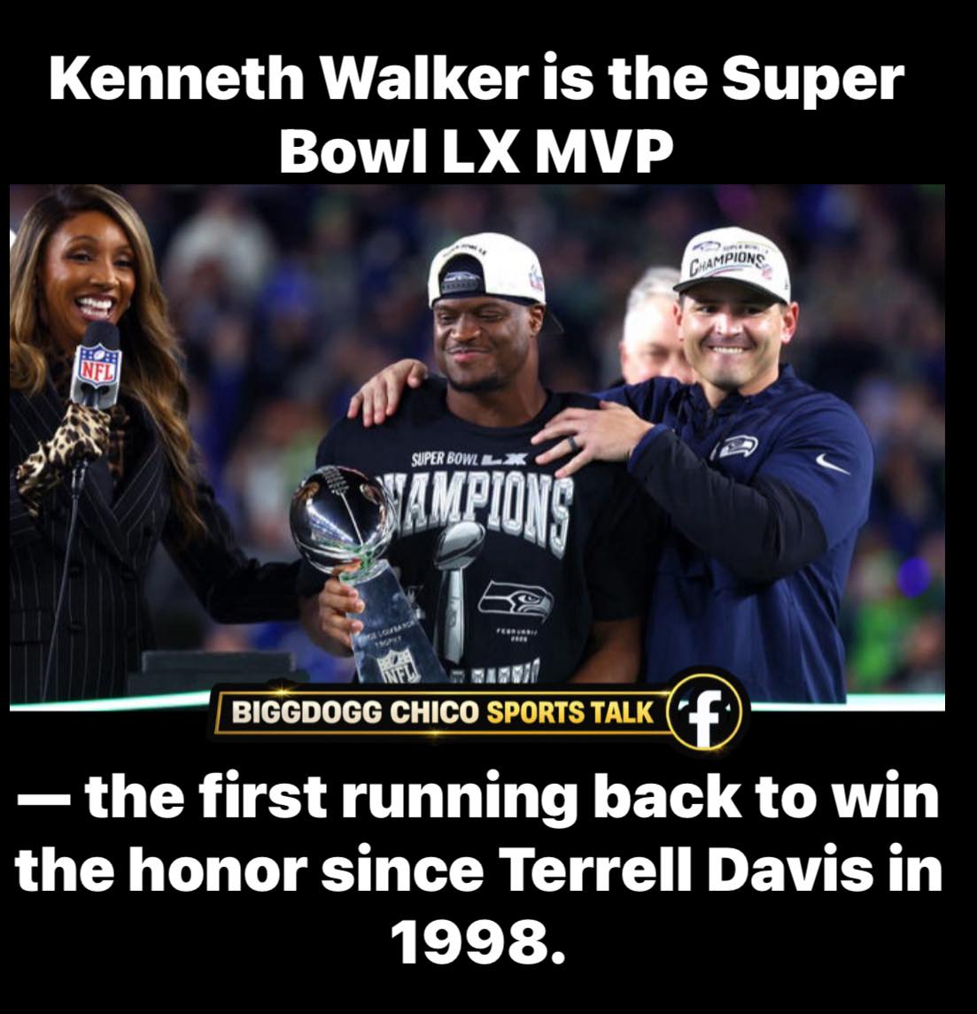 Seahawks running back Kenneth Walker III has been named the MVP of
