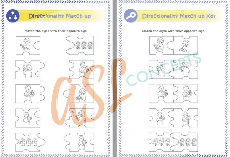 Opposites Worksheet Asl