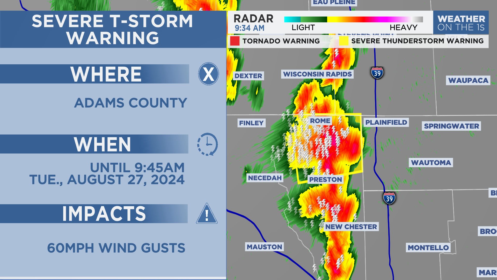 Severe Thunderstorm Warning issued for Portage County until 9:45AM
