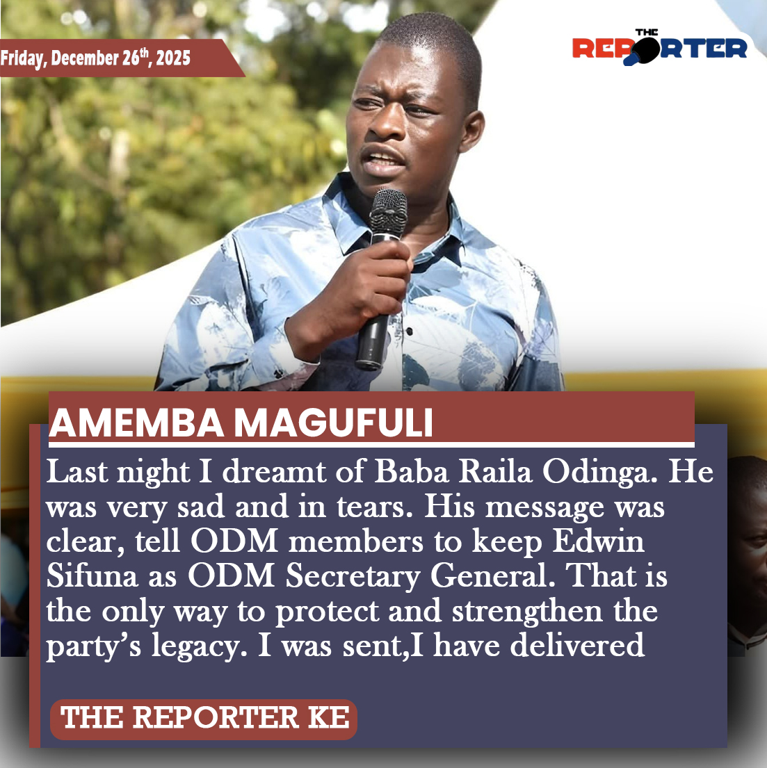 The Reporter - Last night I dreamt of Baba Raila Odinga. He was very ...