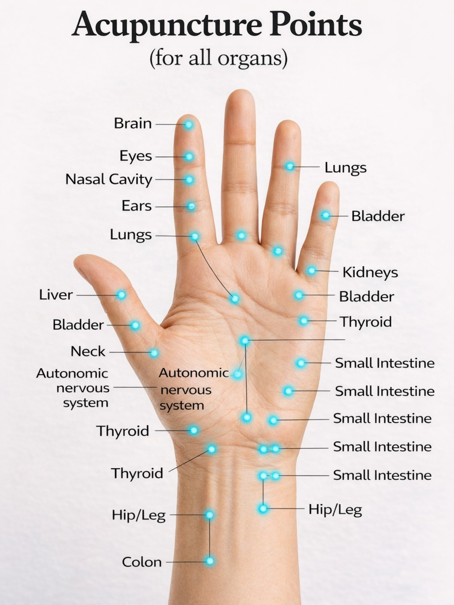 Hand Chart To Map Acupressure Points And Organs 340x270