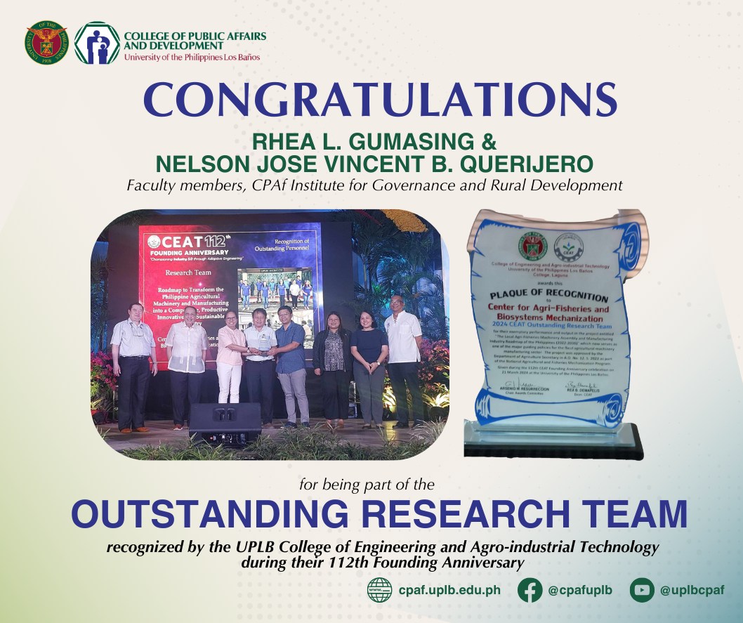 UPLB - Congratulations to our IGRD faculty members, Assoc. Prof. Rhea L ...