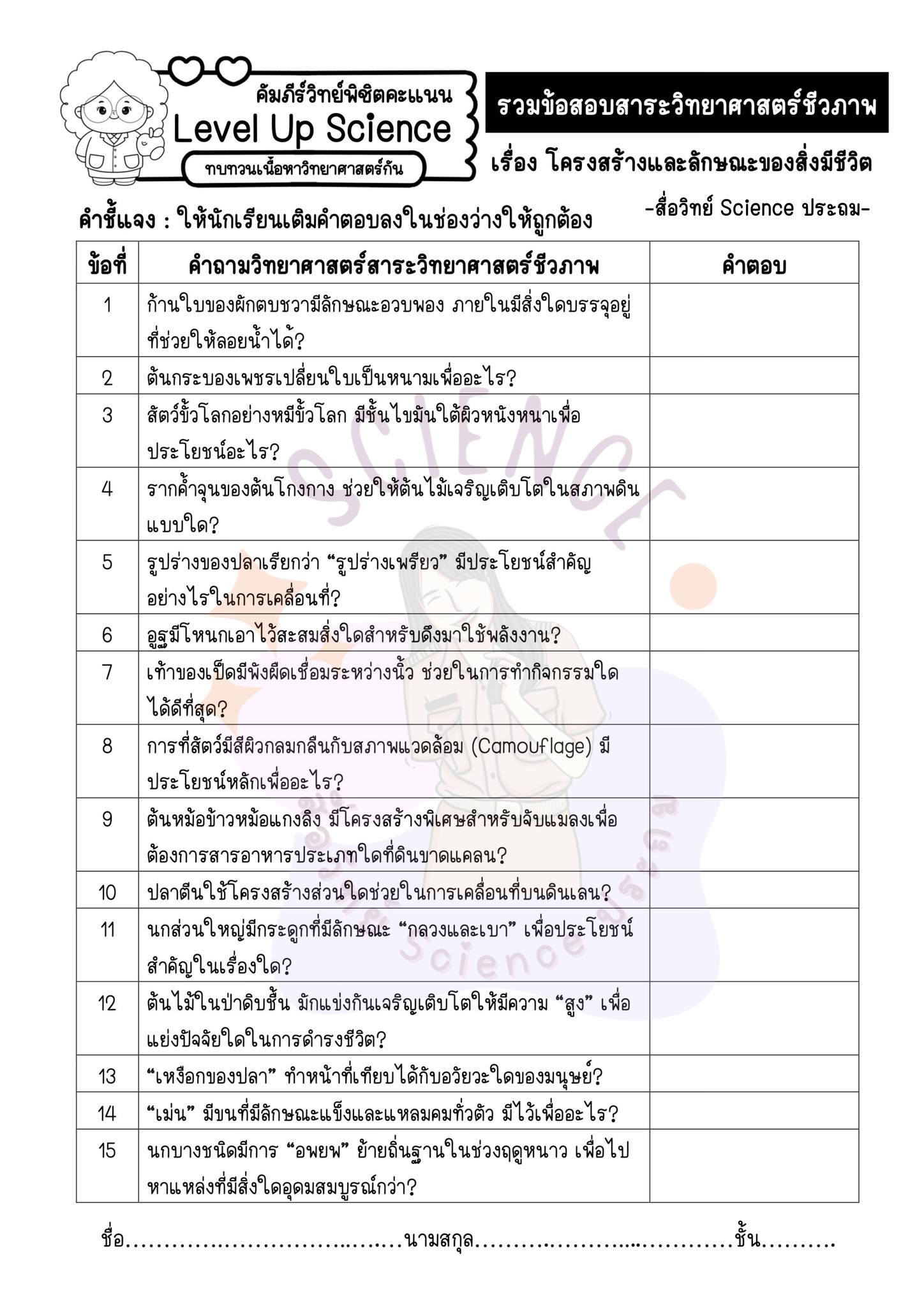 🌟แจกไฟล์ข้อสอบ Level Up Science... - สื่อวิทย์ Science ประถม | Facebook