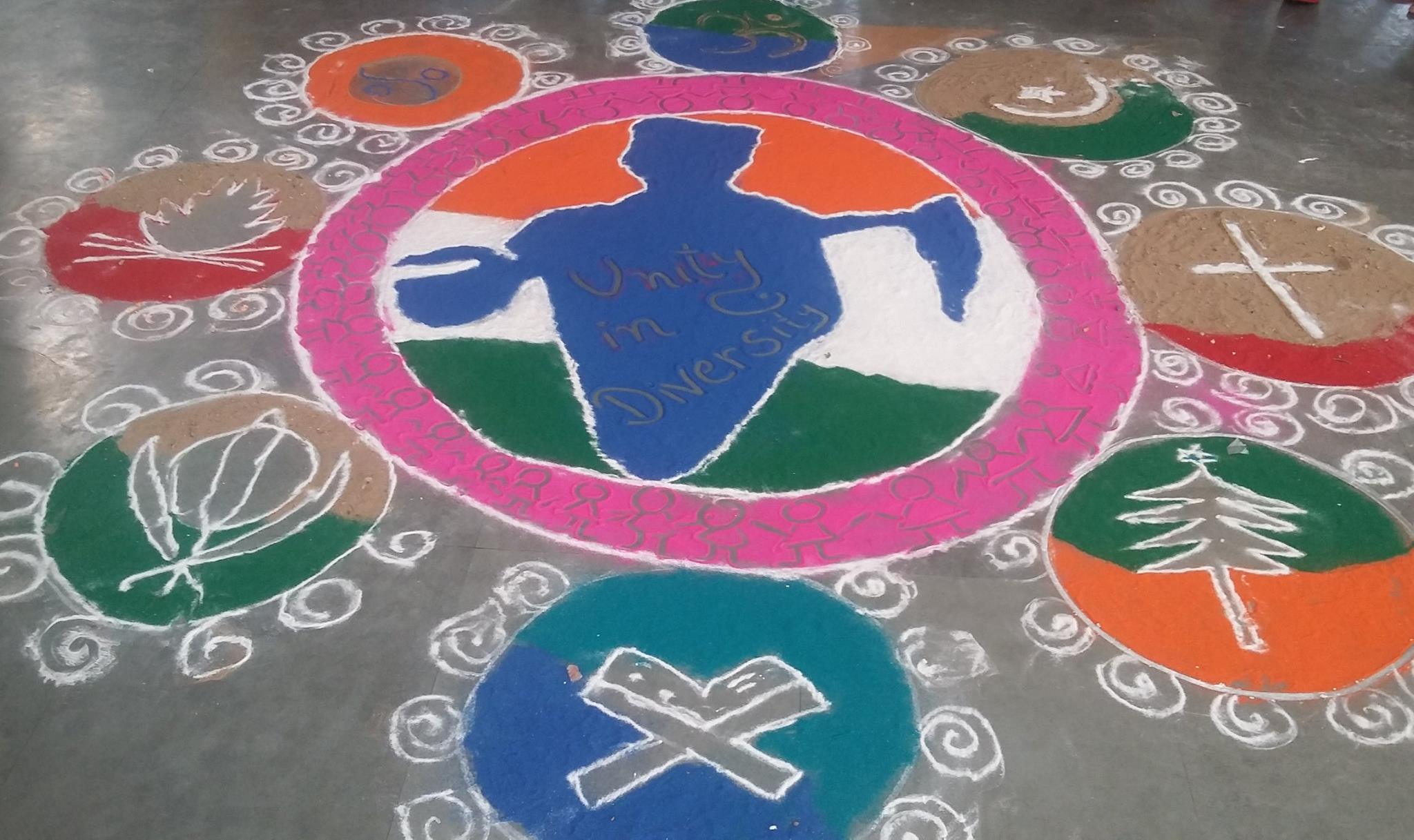 Rangoli Designs With Theme Unity RashtriyaEktaDiwas #rangoli
