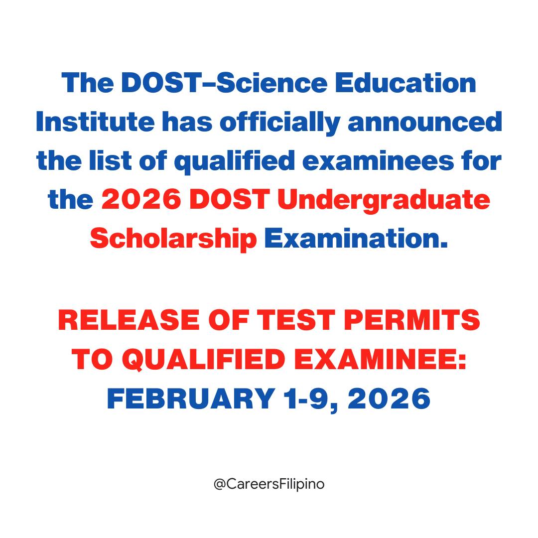 DOST-SEI UNDERGRADUATE SCHOLARSHIP... - Careers Filipino | Facebook