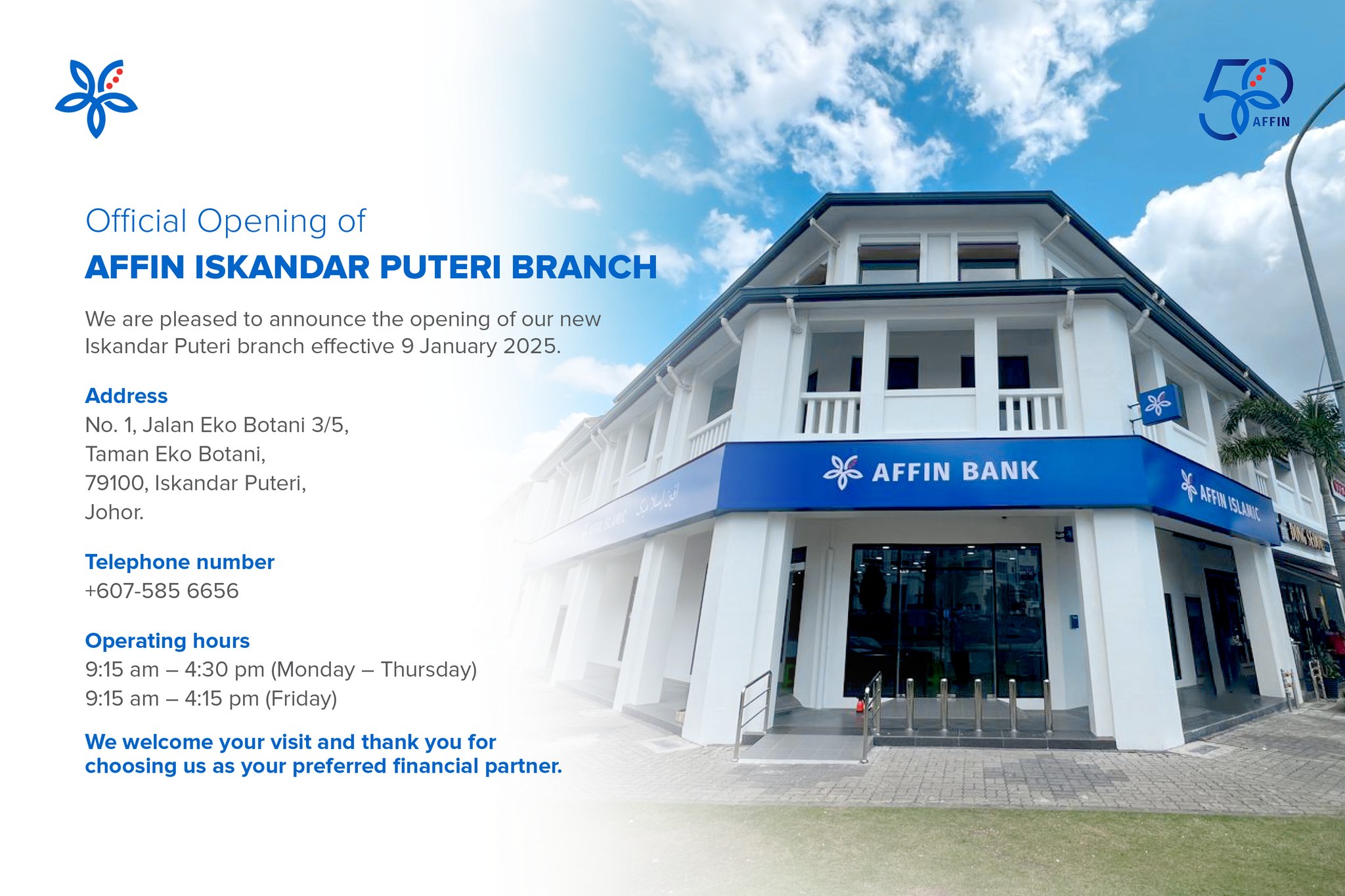 AffinMy - Dear Valued Customers, AFFIN’s newest branch in Iskandar ...