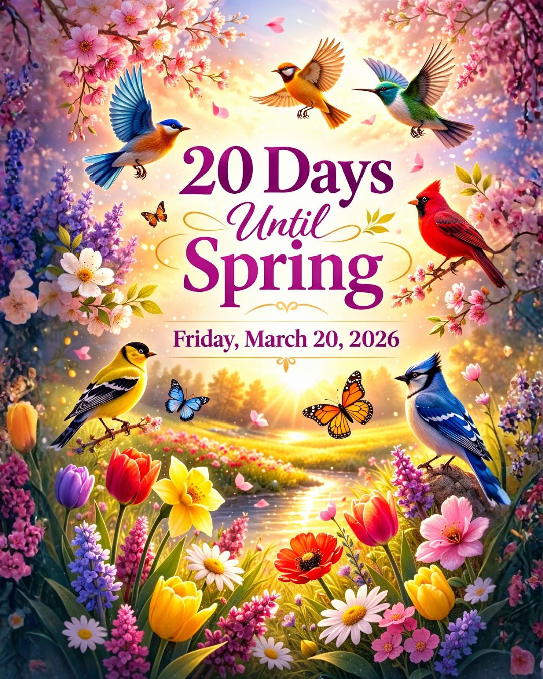 Happy - 🌸 20 Days Until First day of spring 2026 – March 20 🌸 Spring is ...