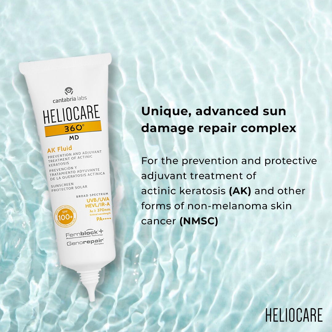 The Heliocare 360° MD AK Fluid SPF 100+ is your go-to for the