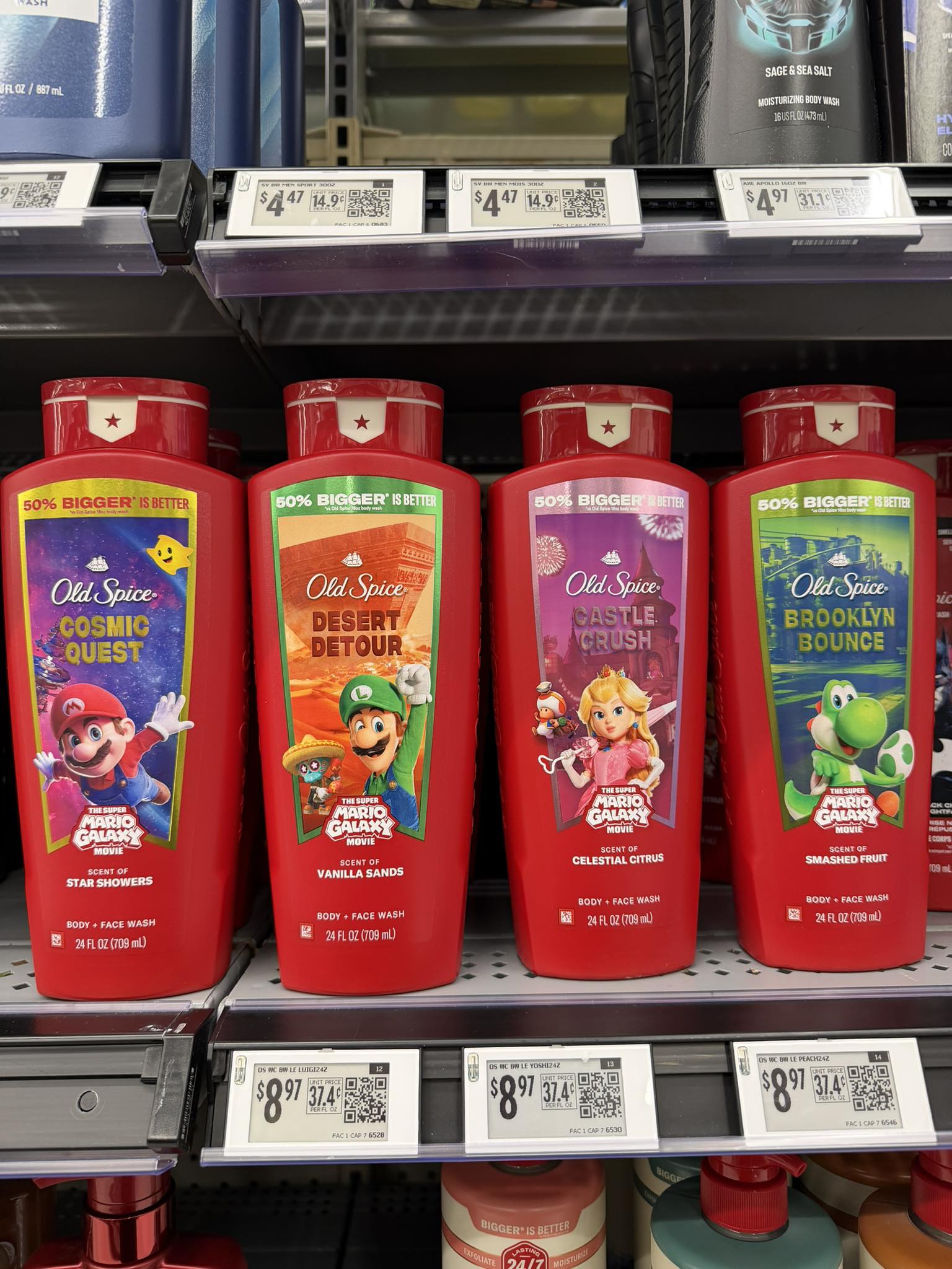 🌌The new Old Spice x The Super Mario Galaxy body wash lineup at