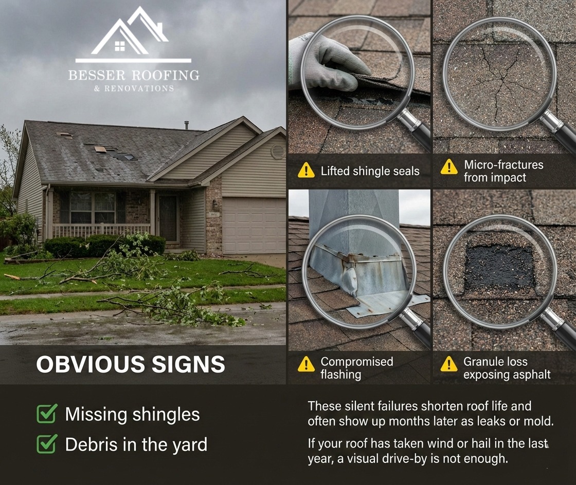 Besser - After a storm, most homeowners look for: ️ Missing shingles ️ ...