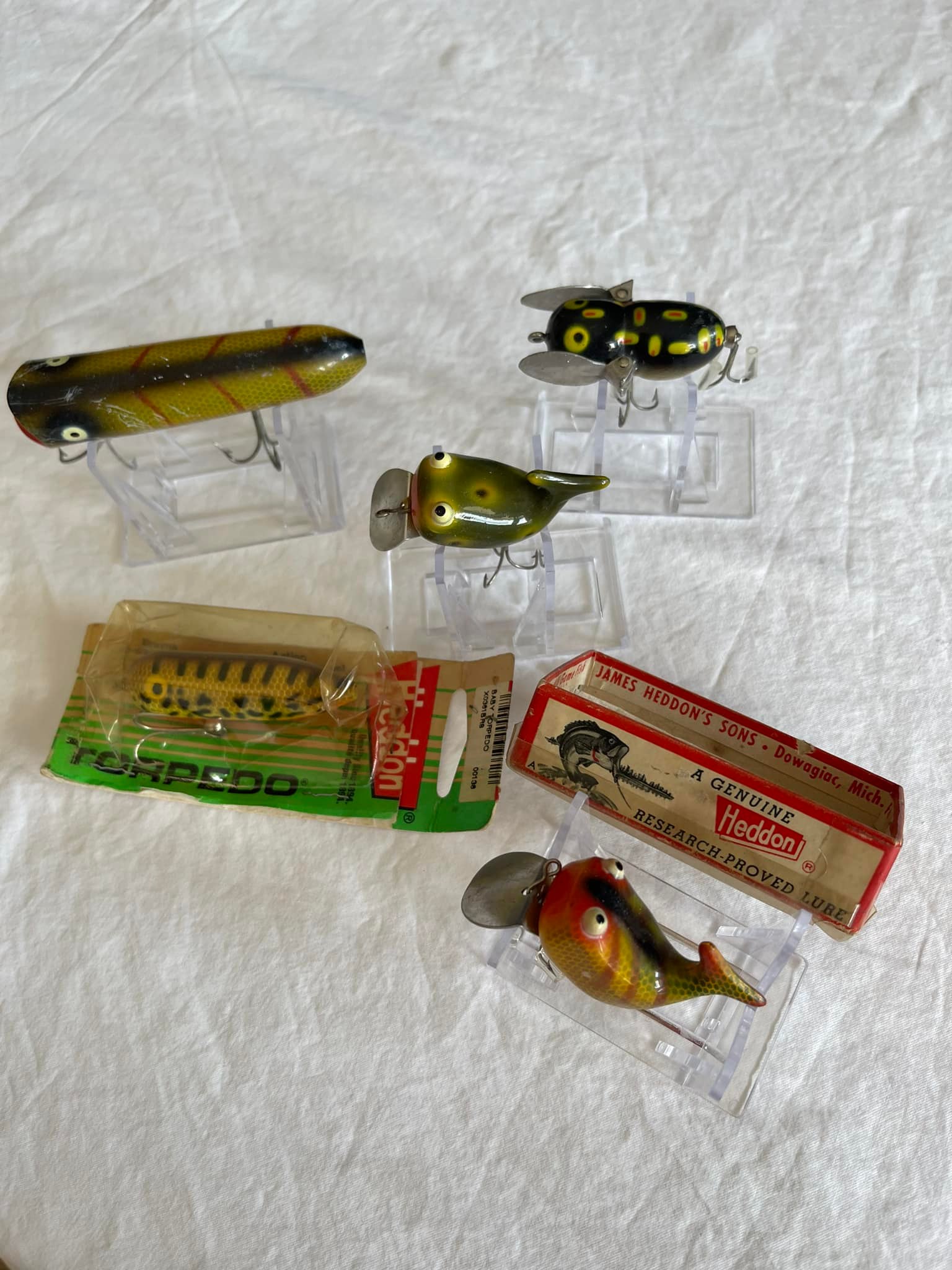 antique frog fishing lures for sale Vintage Pflueger Scale Wizard Lure Yellow frog fishing lure for