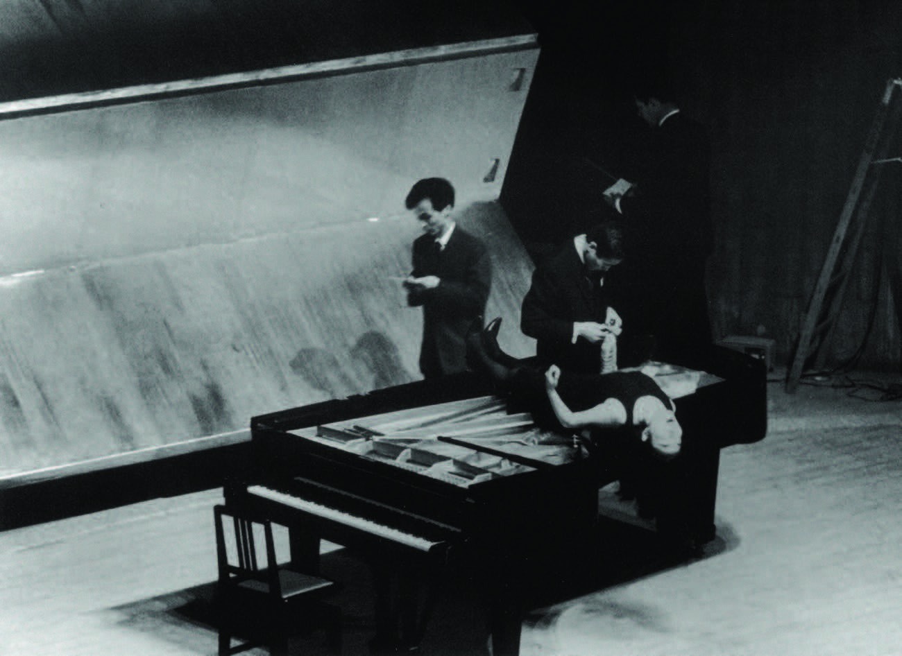Yoko Ono with John Cage and David Tudor Premiere of John Cage's