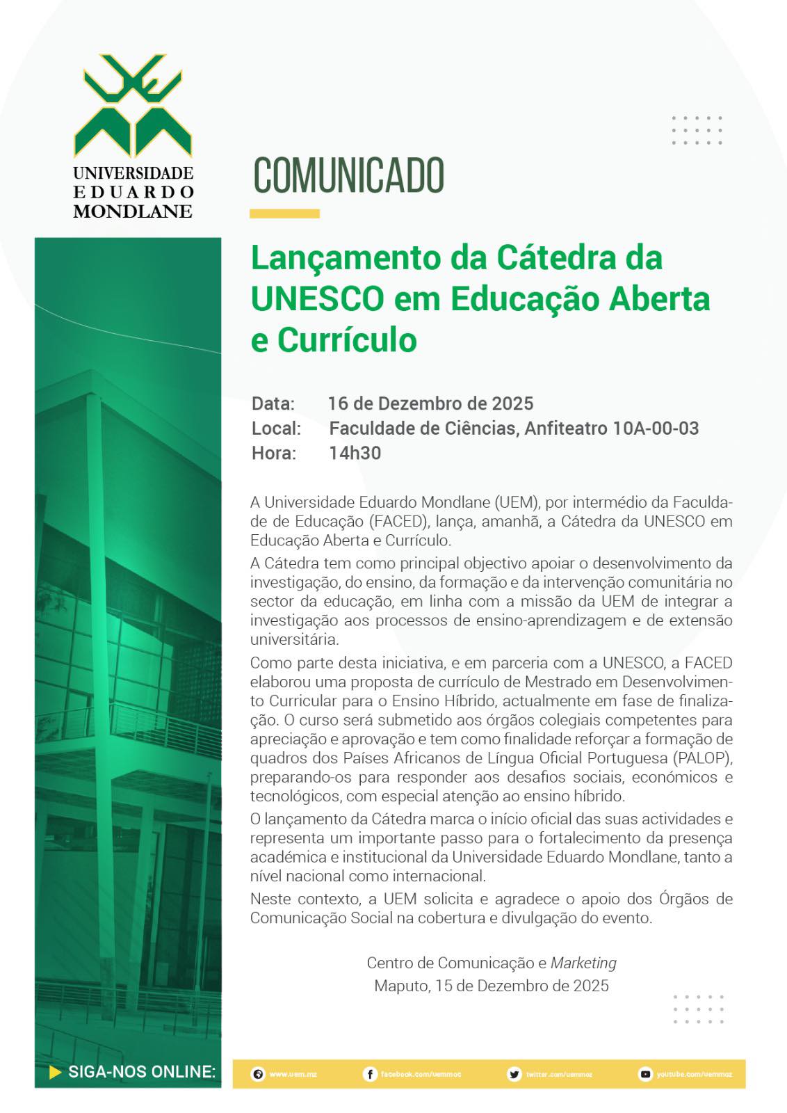 Faculdade de Educação da Universidade Eduardo Mondlane | Maputo