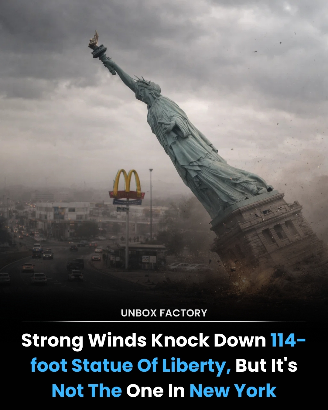 Unbox - Recent extreme winds toppled a 114-foot replica of the Statue ...