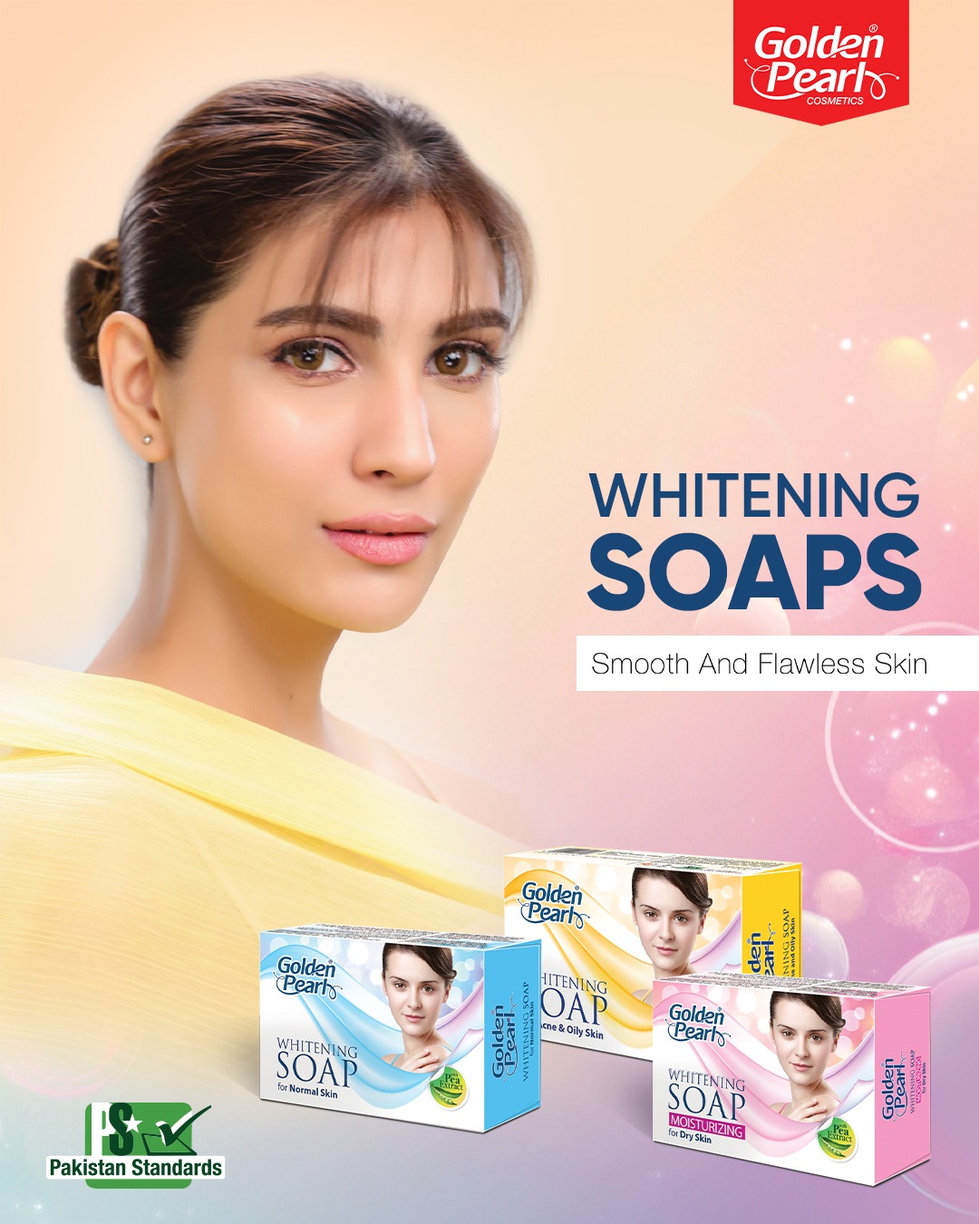 Experience the beauty of clear, smooth and flawless skin with Golden Pearl Whitening Soaps. Enriched with skin-loving ingredients, each wash helps brighten your tone, remove impurities and leave your skin feeling soft