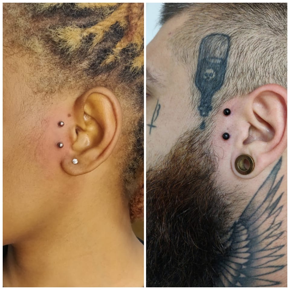 Vertical tragus piercings done using... - Rust In Ink Tattoos | Facebook