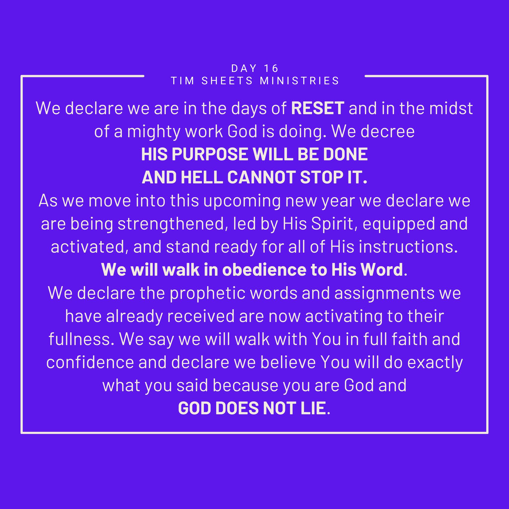 Tim Sheets - Day 16 January 22, 2024 We declare we are in... | Facebook