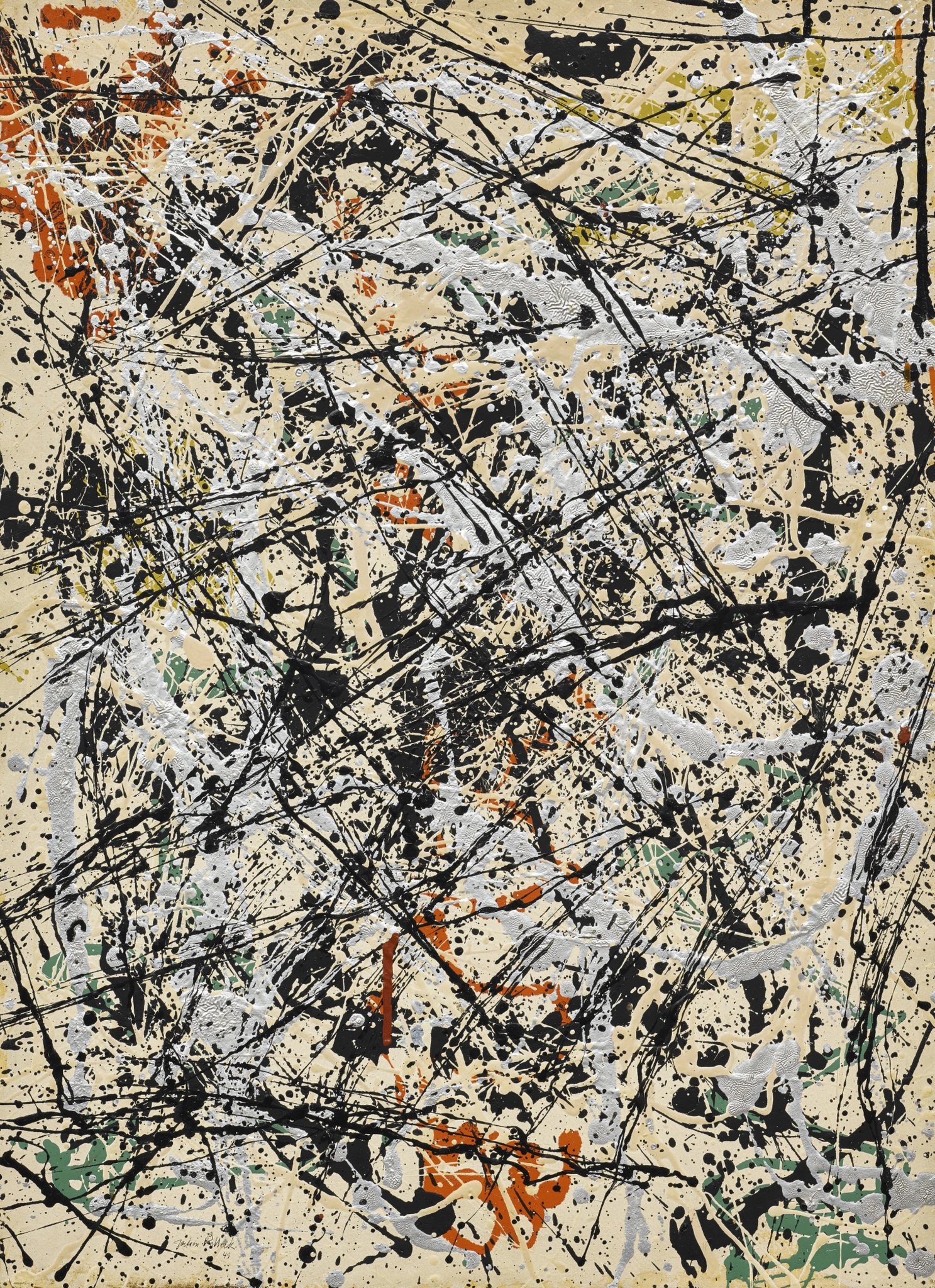 【額装済】Pollock『Number 9, 1949』抽象画 アートポスター Jackson Pollock - Number 9, 1949. Oil on canvas, 44 1/4 x 34 in