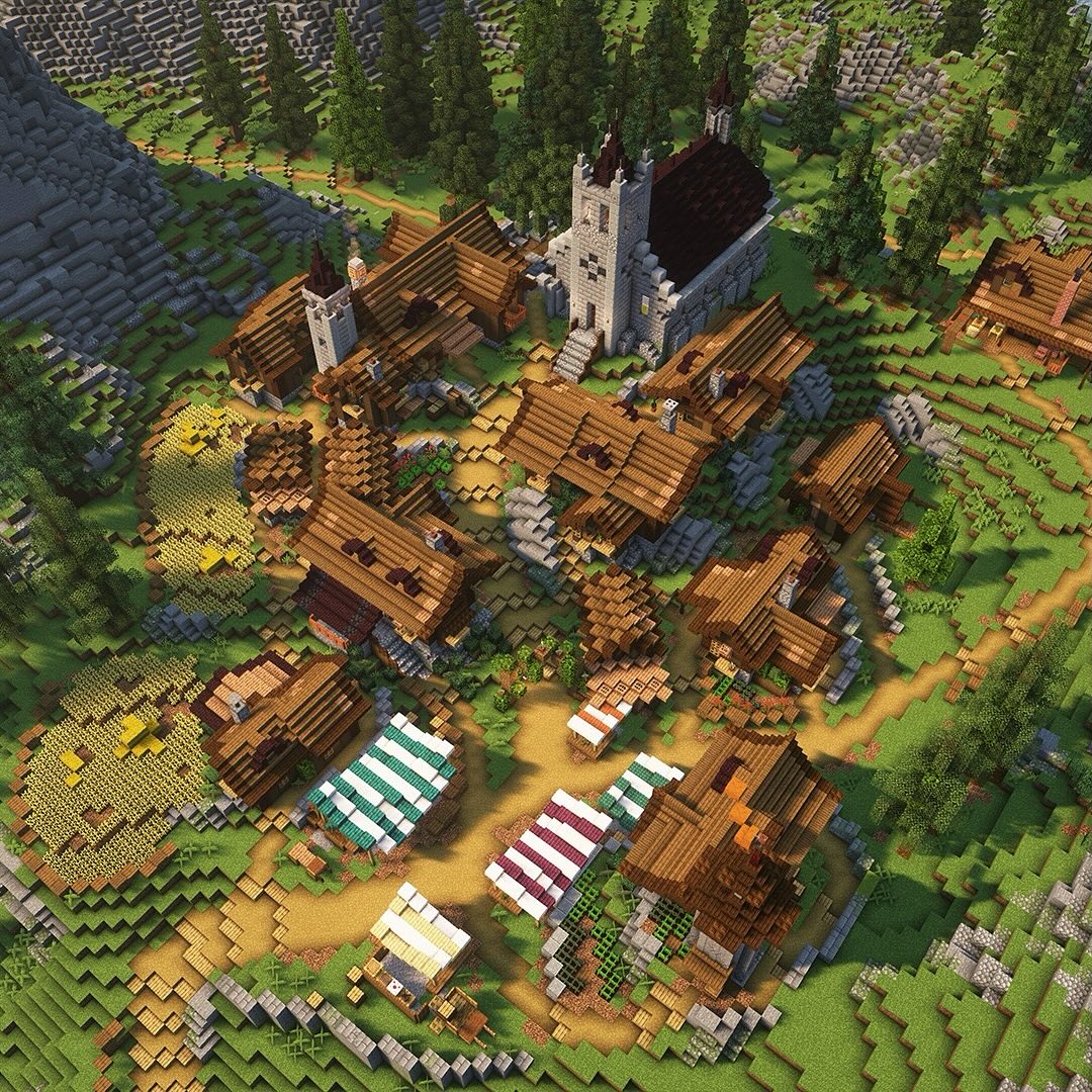 Minecraft Medieval Town Map 1296x729