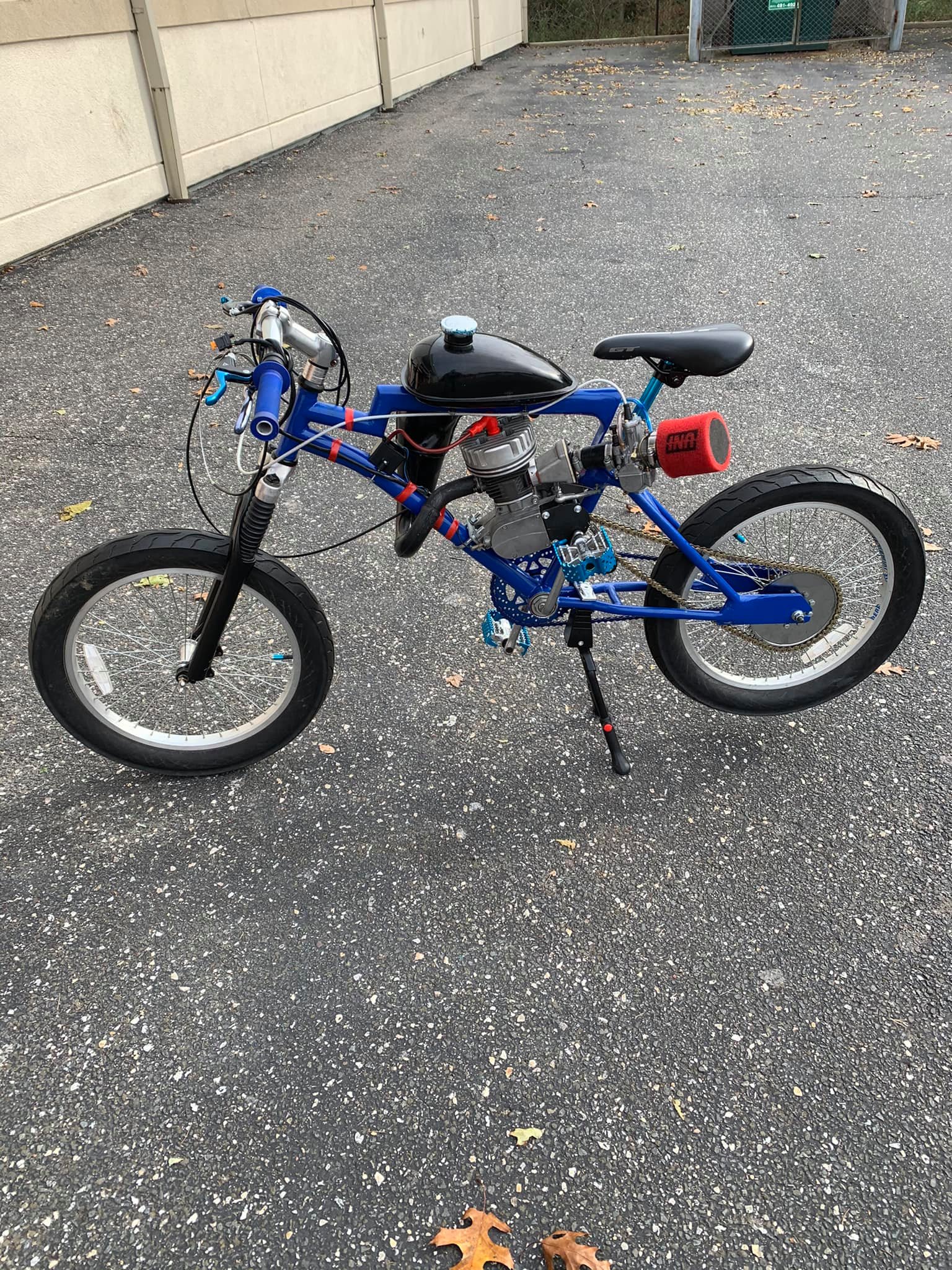 bmx bicycle engine kit EZM 49cc Motorbike and if youre using performance parts youll need something that wont limit your motor from expelling all that exhaust it creates Frankenstein 2.0 motorized BMX bike