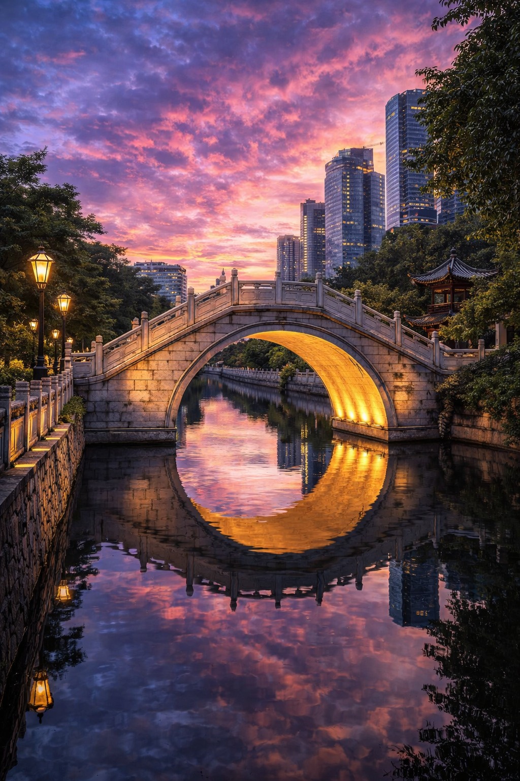 The iconic Moon Bridge in Yongqing Fang, Guangzhou is truly a