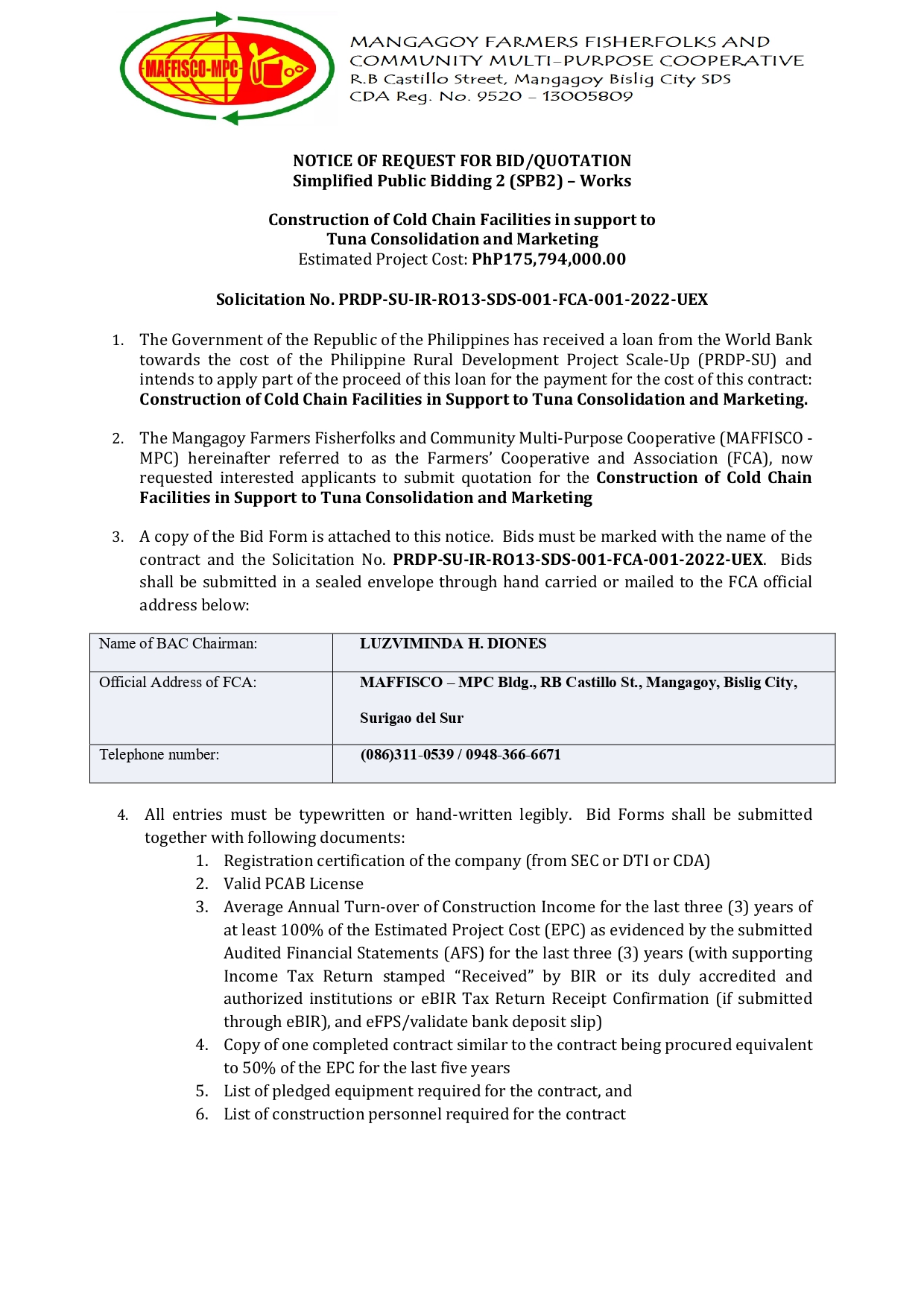 CCDO Bislig - Notice of Request for Bid/Quotation -... | Facebook