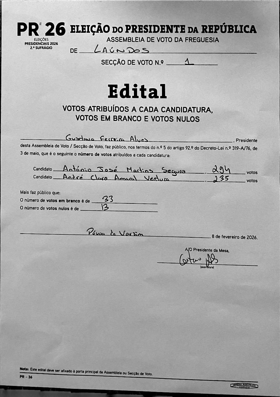 🔵🟡 PRESIDENCIAIS 2026 -... - Junta de Freguesia de Laúndos | Facebook