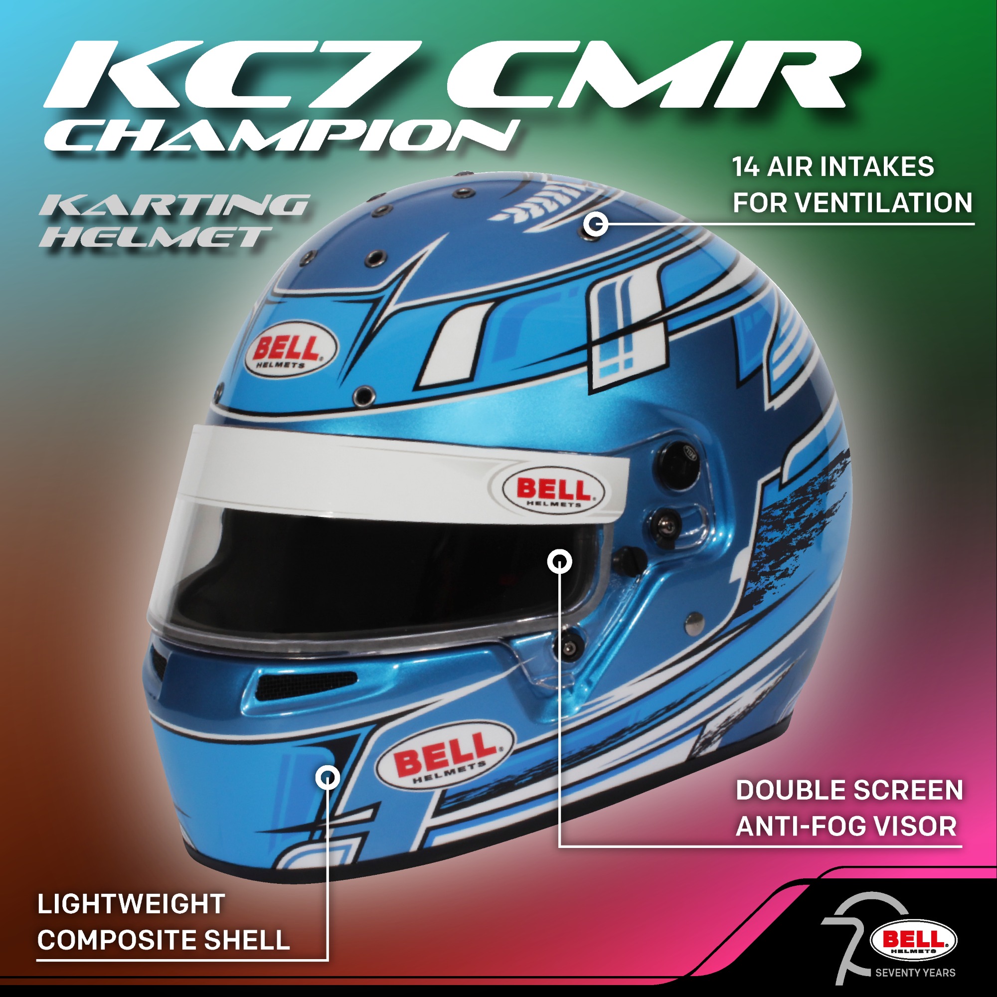 bell go kart helmets KC7-CMR Champion Karting Helmet in stock @ Competition Karting aero styling Bell Racing Helmets Bell MAG-1
