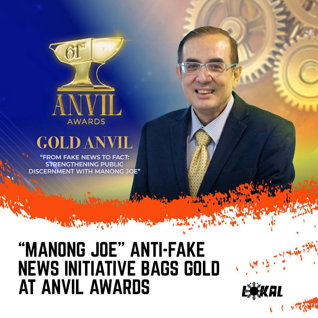 Lokal - “MANONG JOE” ANTI-FAKE NEWS INITIATIVE BAGS GOLD... | Facebook
