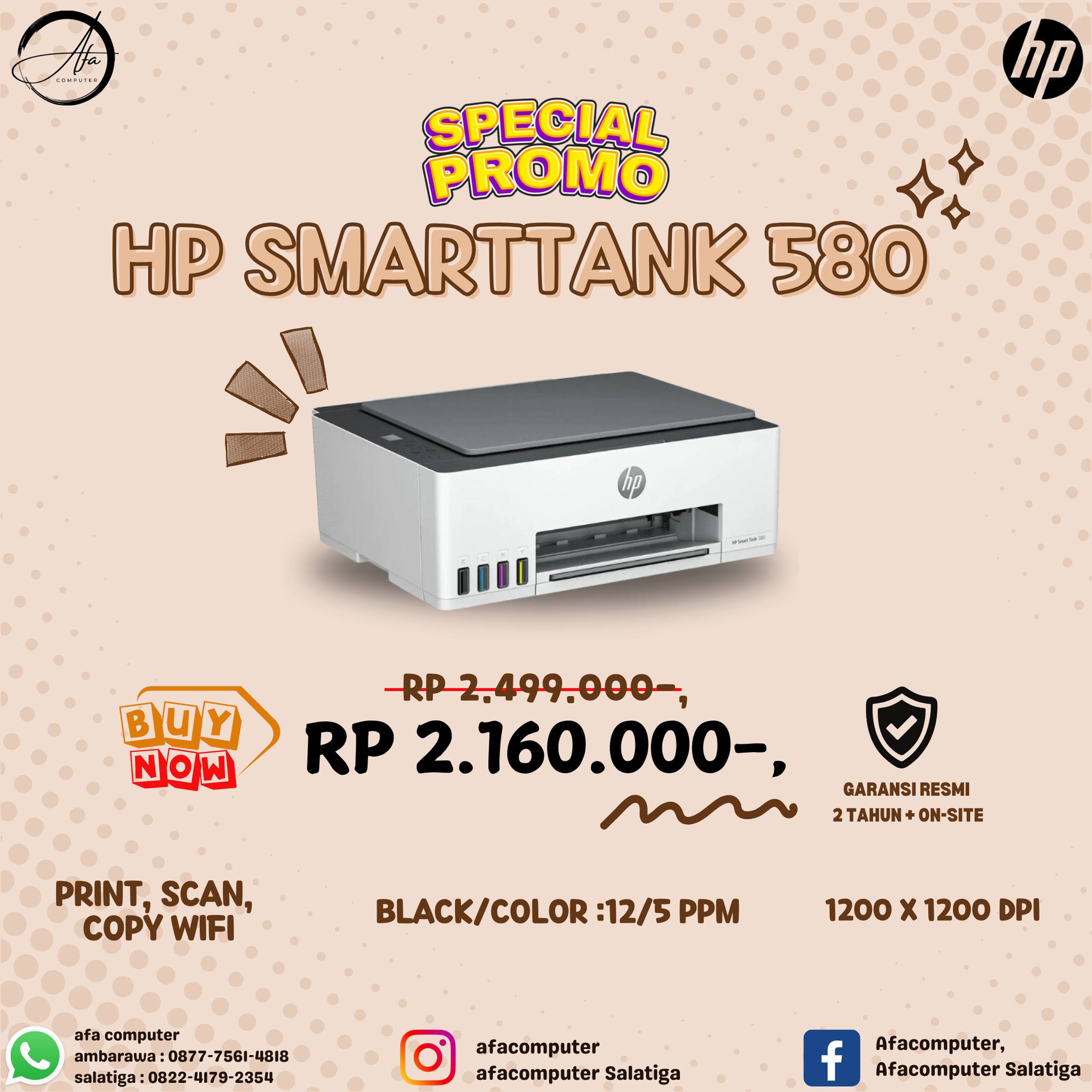 FJB SUSUKAN KAB. SEMARANG | 🖨️ HP Smart Tank 580 Wireless All-in-One ...