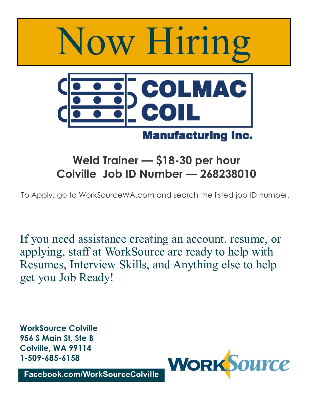 Here at WorkSource Colville we can... - WorkSource Colville | Facebook