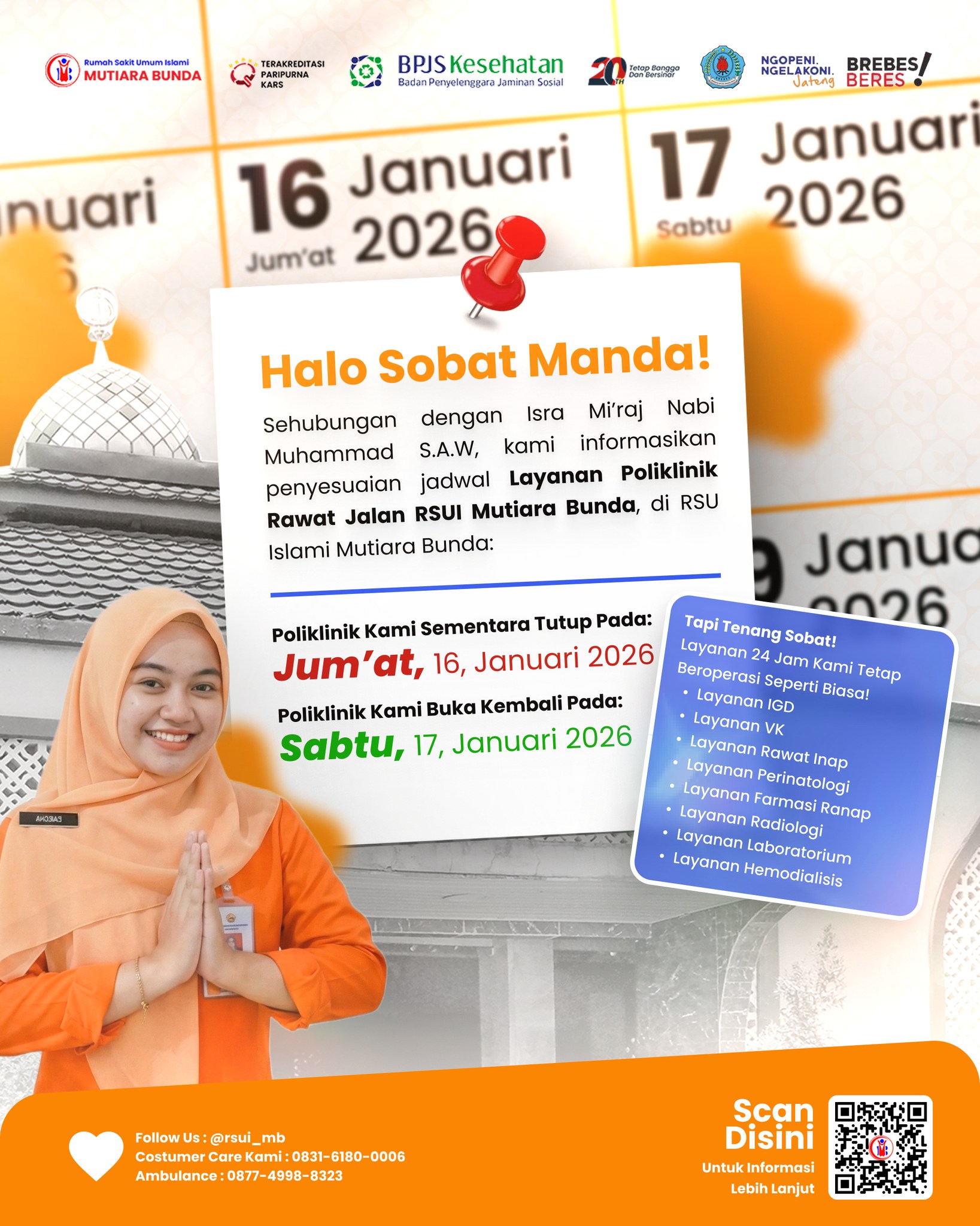 rsui_mb - 📢 INFO LAYANAN: Penyesuaian Jadwal Poliklinik Rawat Jalan ...