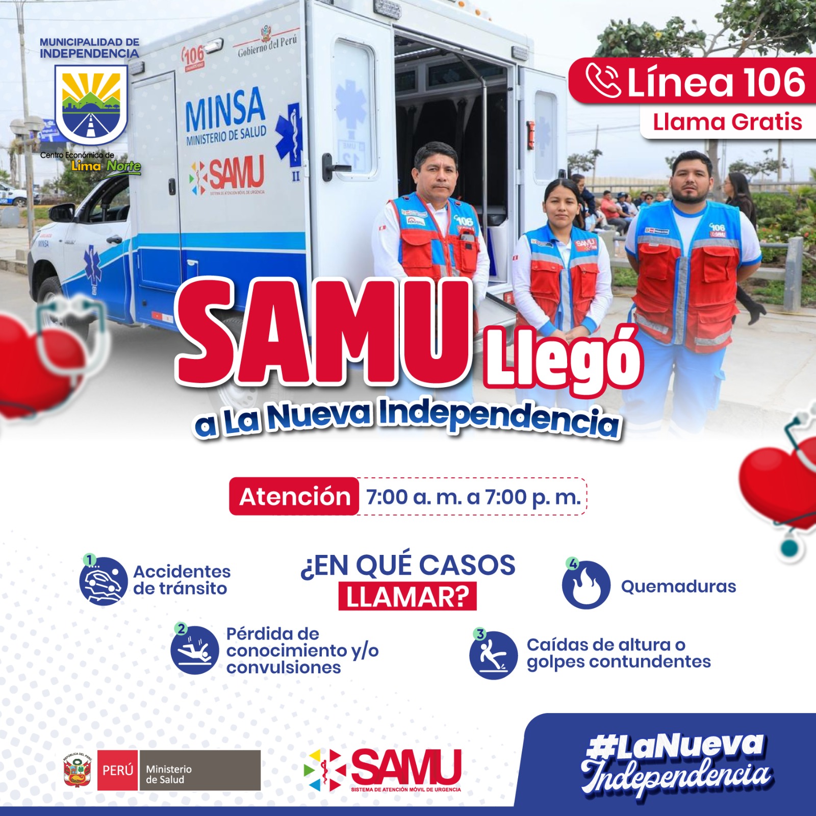 Municipalidad - 🚑💙 𝐄𝐋 𝐒𝐀𝐌𝐔 𝐘𝐀 𝐄𝐒𝐓𝐀́ 𝐄𝐍 𝐋𝐀 𝐍𝐔𝐄𝐕𝐀 𝐈𝐍𝐃𝐄𝐏𝐄𝐍𝐃𝐄𝐍𝐂𝐈𝐀 Nuestro ...