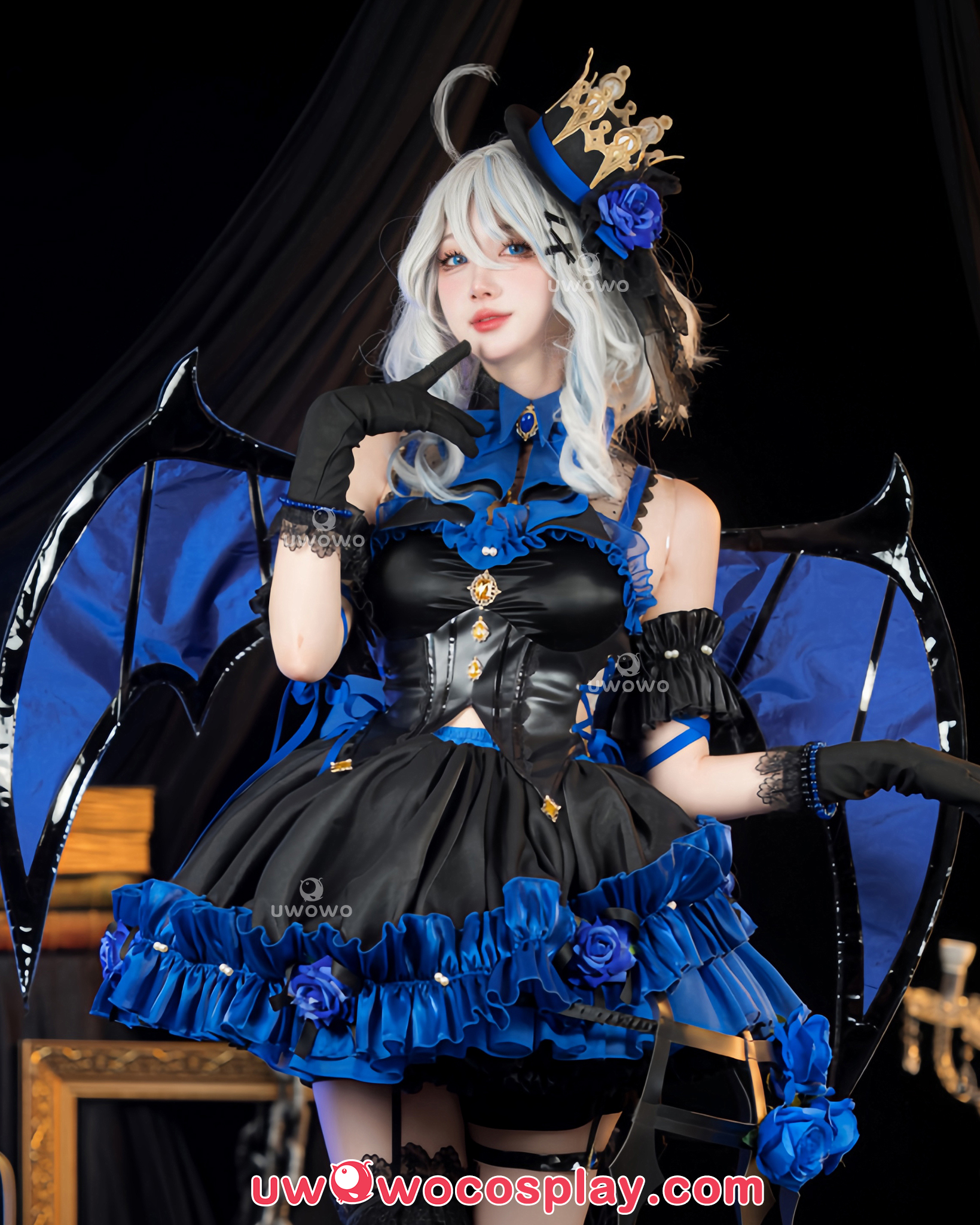 🌟 Close-up on Furina's Black Devil Lolita Dress! The ruffles and