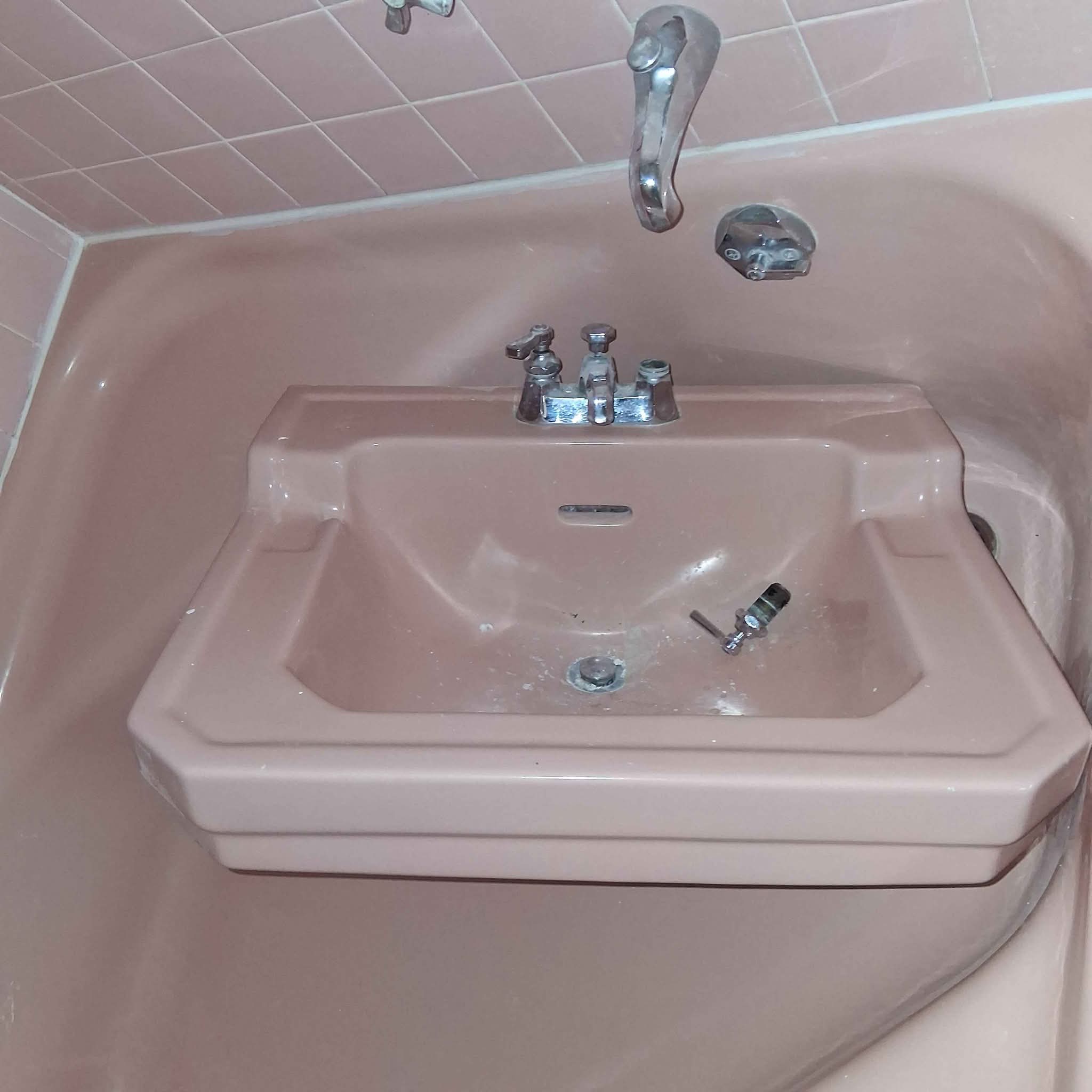 vintage 1950s American Standard pedestal bathroom sink Coralli edition ...