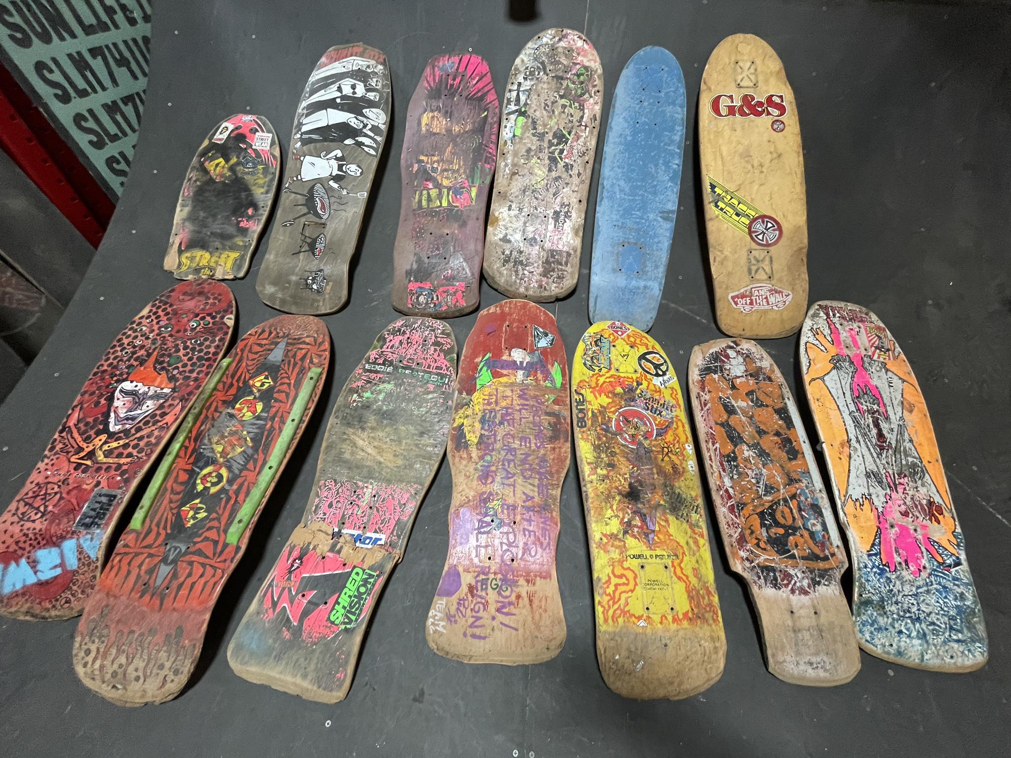 Skateboarding in the 80s with iconic boards