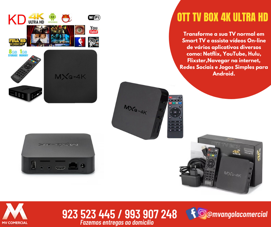 MV Comercial - TV BOX 4K ULTRA HD 2GB DE RAM E 16GB DE ARMAZENAMENTO ...