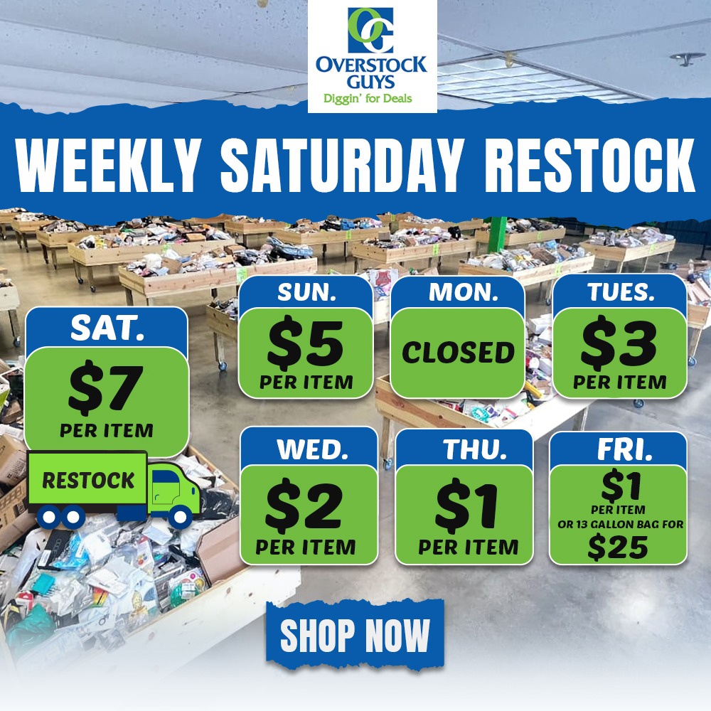 Overstock - 🔥 𝐖𝐄𝐄𝐊𝐋𝐘 𝐒𝐀𝐓𝐔𝐑𝐃𝐀𝐘 𝐑𝐄𝐒𝐓𝐎𝐂𝐊 𝐈𝐒 𝐇𝐄𝐑𝐄! 🔥 🛒 Overstock Guys ...