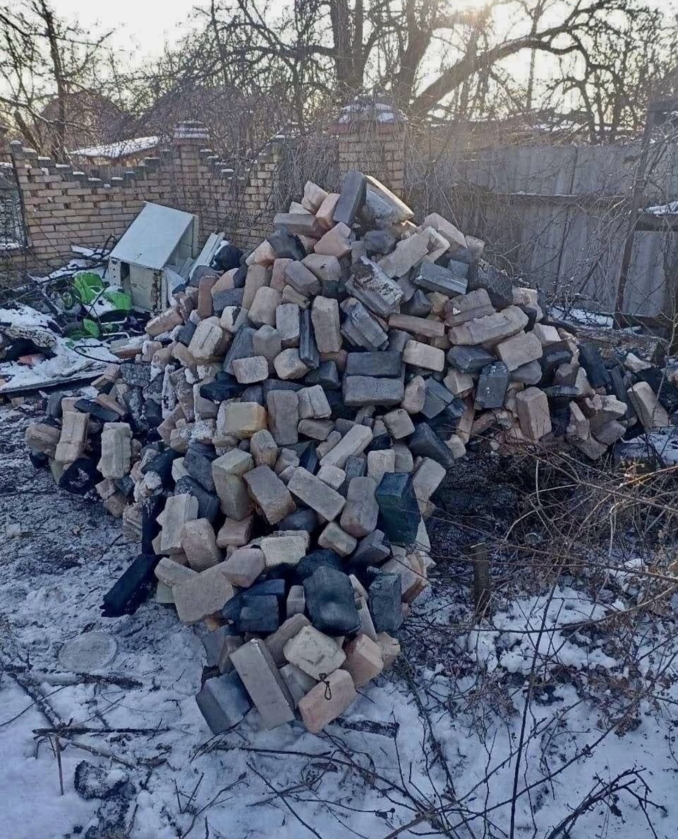 Russian camouflage netting designed to look like piles of rubble