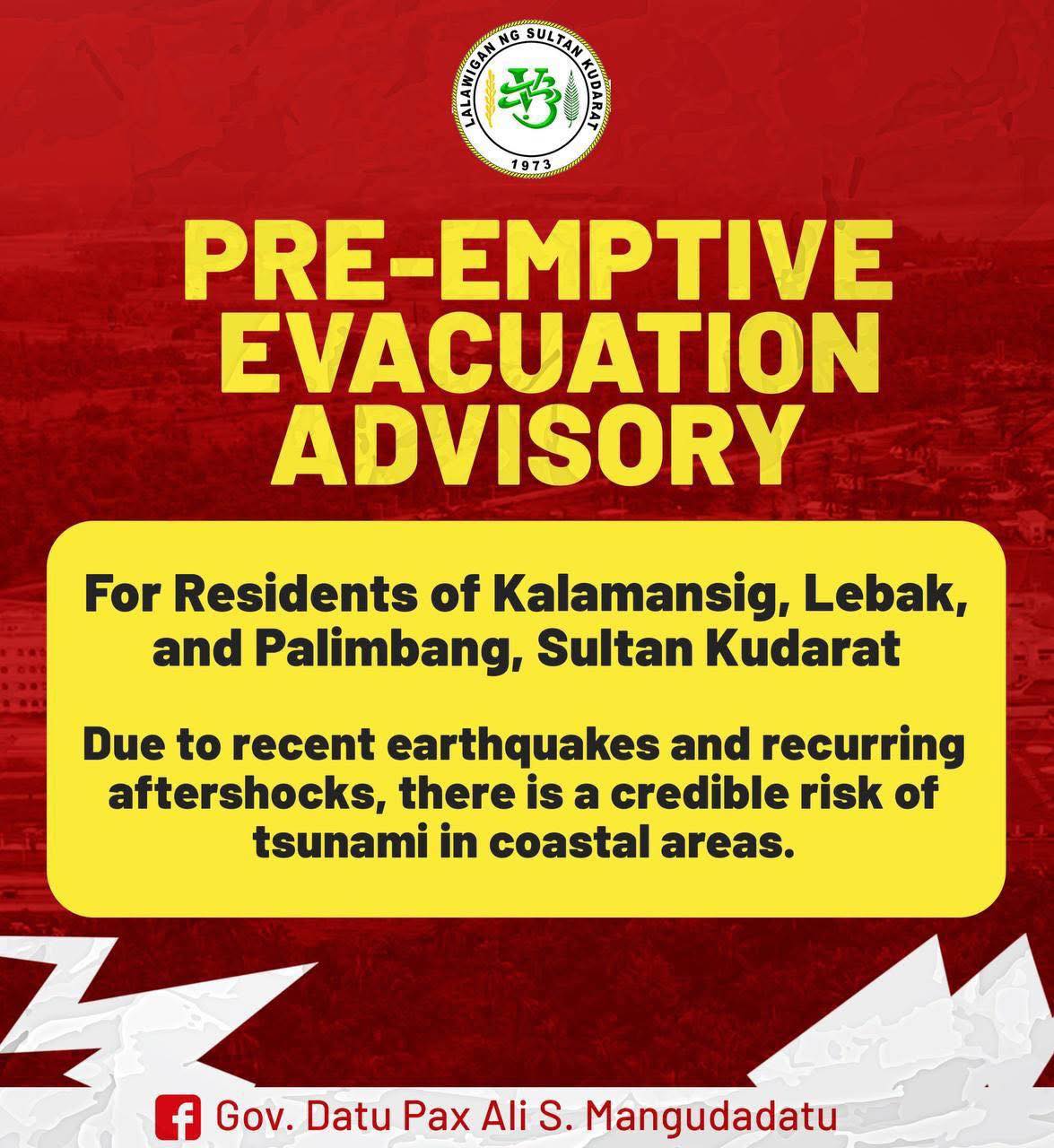 Gov. - 𝐏𝐑𝐄-𝐄𝐌𝐏𝐓𝐈𝐕𝐄 𝐄𝐕𝐀𝐂𝐔𝐀𝐓𝐈𝐎𝐍 𝐀𝐃𝐕𝐈𝐒𝐎𝐑𝐘 Residents of Kalamansig, Lebak ...