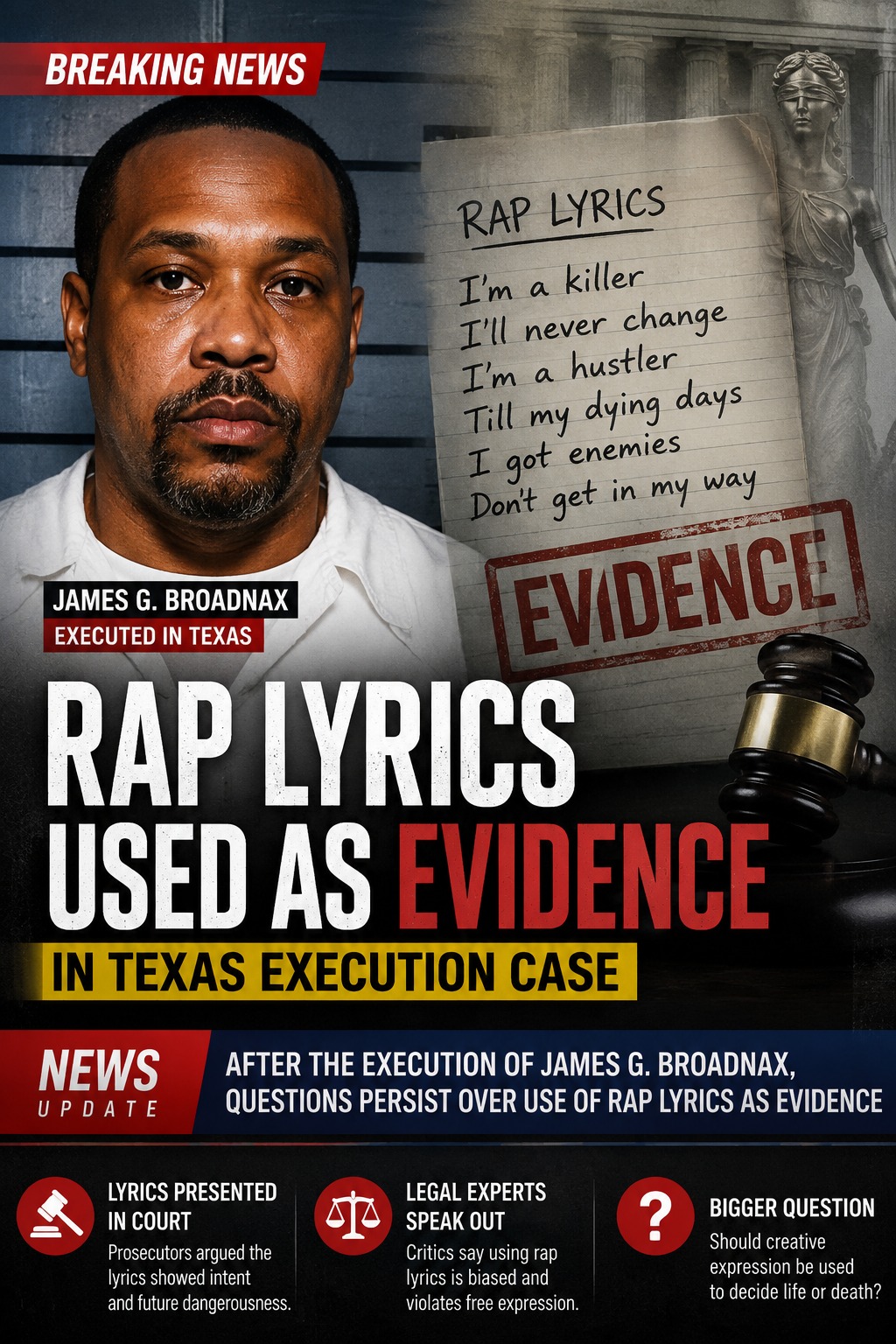 Texas executed James G. Broadnax after prosecutors used his rap