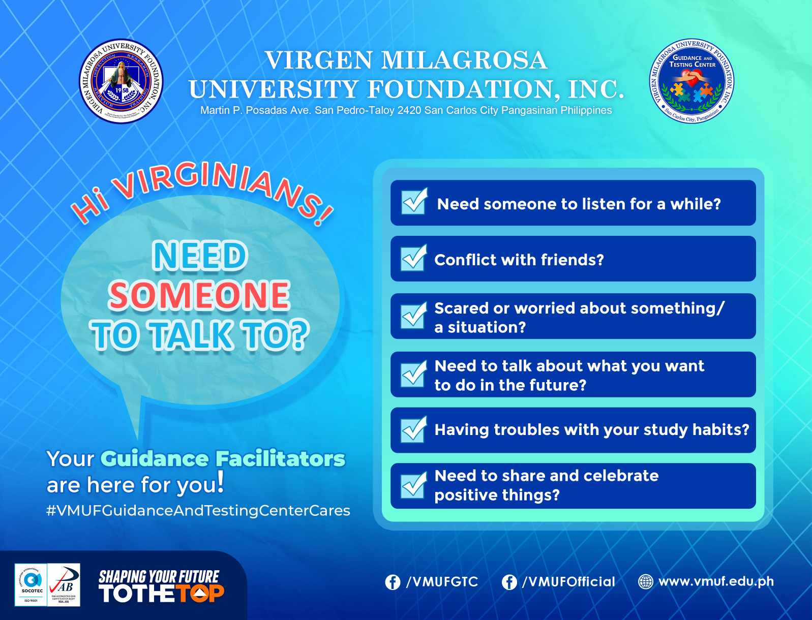 Hi Virginians! Need... - VMUF Guidance and Testing Center