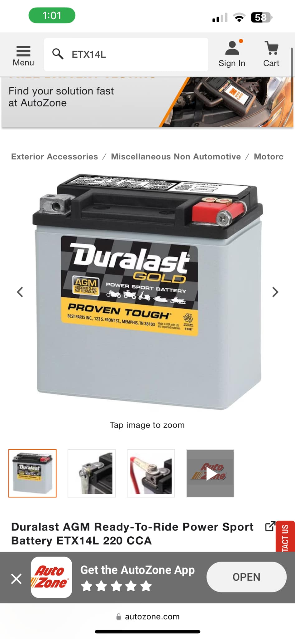 Is a 14V battery compatible with a Harley motorcycle?