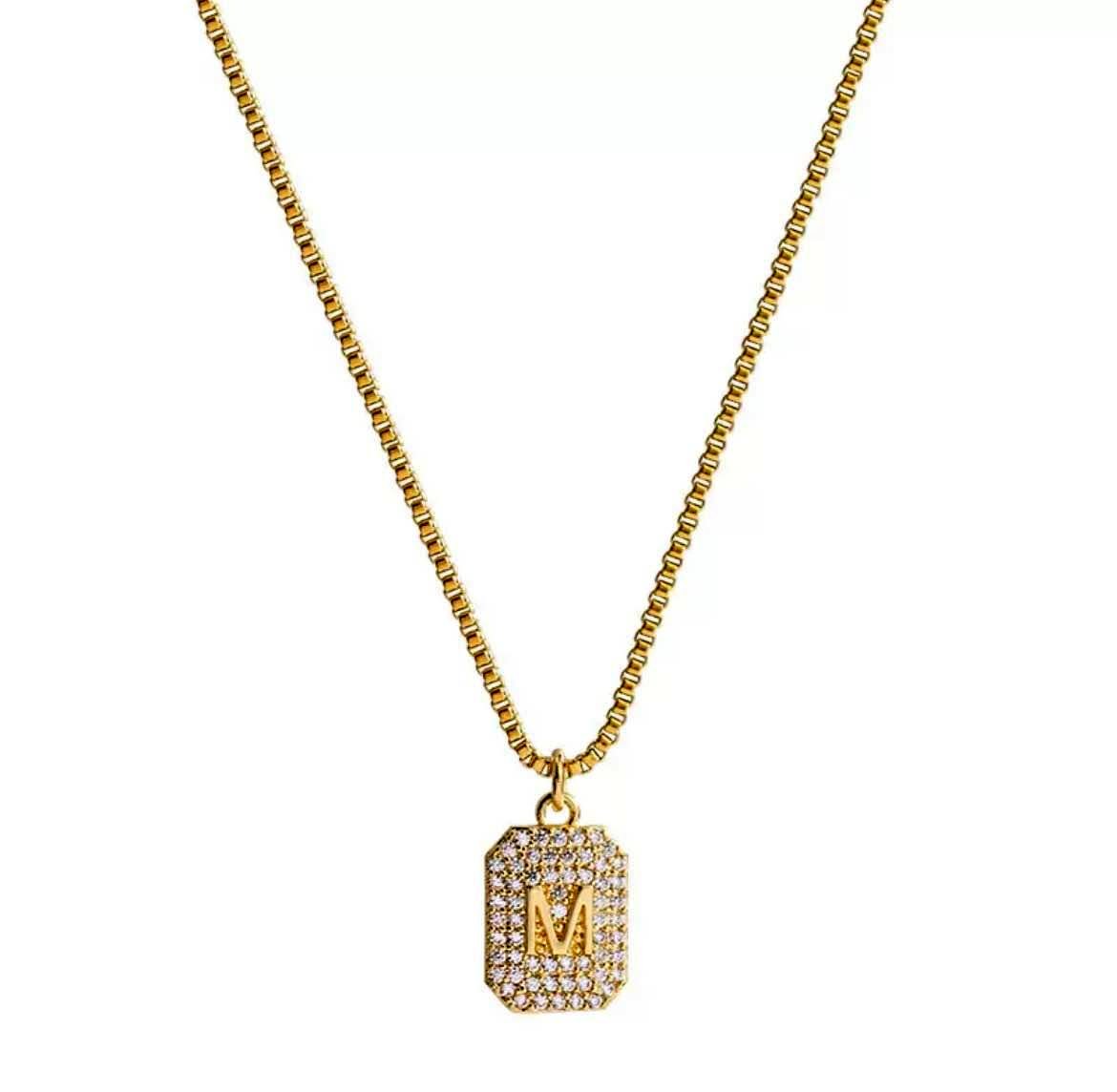 Golden necklace women M letter collarbone chain new design sense simple ...
