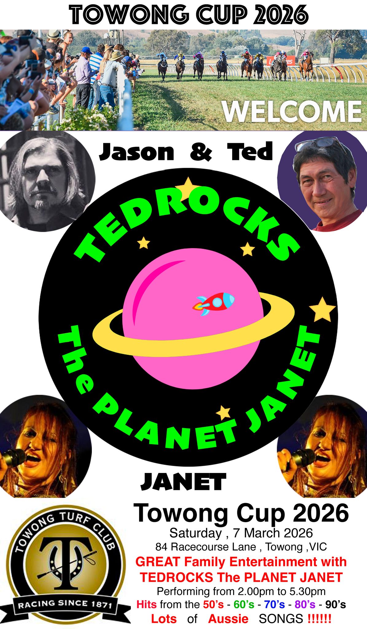 The Tedrocks - Mosey on up to the Towong Racecourse in about 4 weeks ...