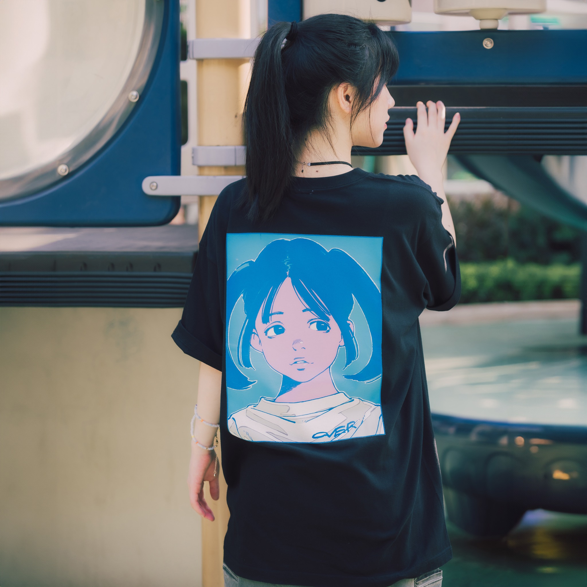OVER PRINT POP ART TEE BLUE L 古塔つみ over print POP ART canvas