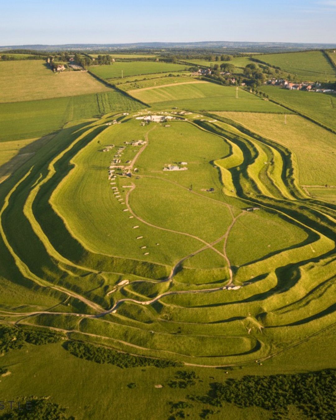 Exploring - An areal view of Maiden Castle in Dorset - one of the ...